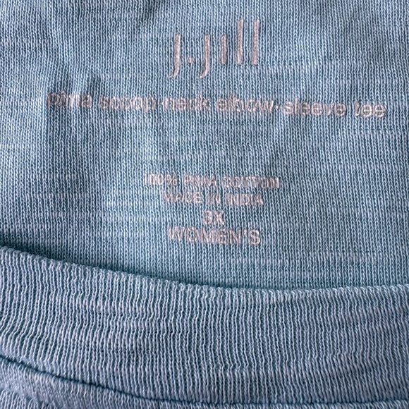 J Jill 3X 100% Pima  Cotton Scoop Neck Elbow Sleeve Tee Beach Vacation Casual - Picture 3 of 9